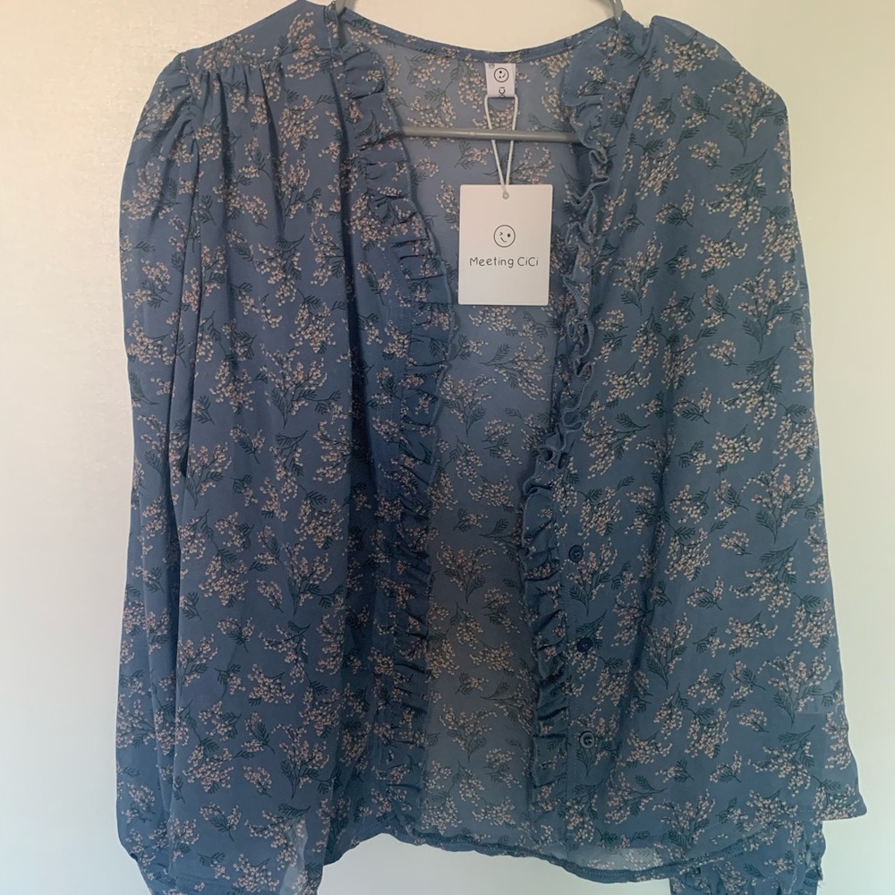Blue Floral Blouse